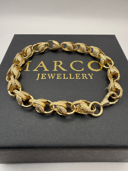 9ct Gold Tulip Bracelet 8.75" 8mm 15.67g