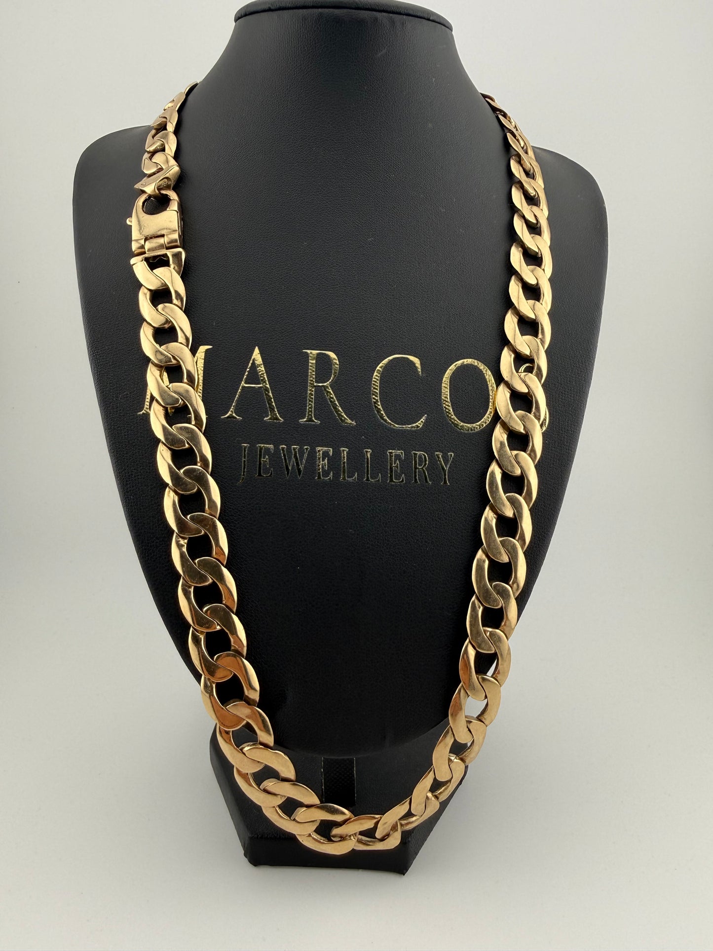 9ct Gold Curb Chain 25" 14mm 122.19g