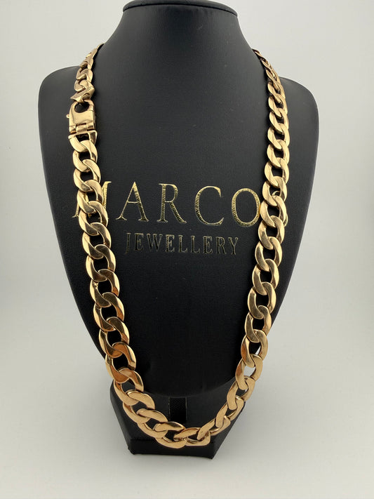 9ct Gold Curb Chain 25" 14mm 122.19g