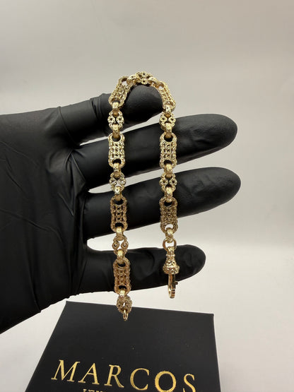 9ct Gold Stars & Bars Bracelet 9" 7mm 22.75g