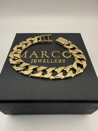 9ct Gold Chaps Bracelet 8" 12.5mm 27.36g