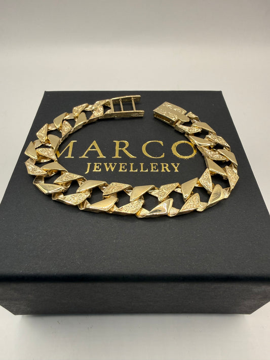 9ct Gold Chaps Bracelet 8" 12.5mm 27.36g