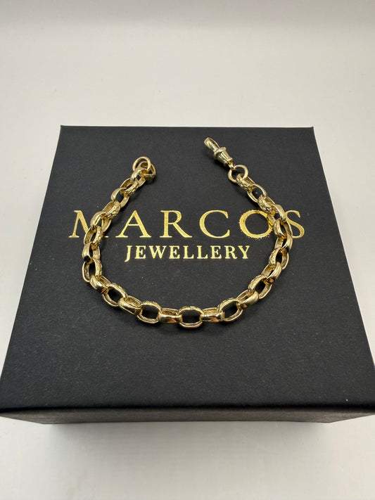 9ct Gold Oval Belcher Bracelet 7.25" 6mm 9.9g