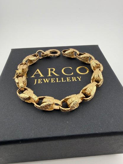 9ct Gold Tulip Bracelet 8” 9mm 20.58g