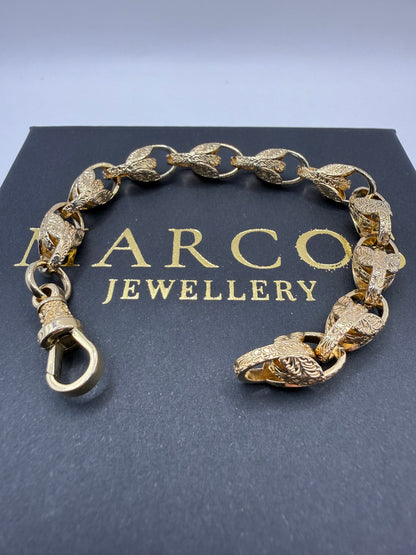 9ct Gold Tulip Bracelet 7" 8mm 21.13g