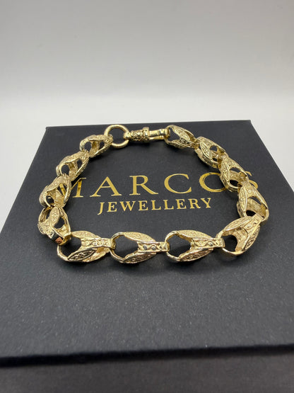 9ct Gold Tulip Bracelet 8.25" 8mm 20.4g
