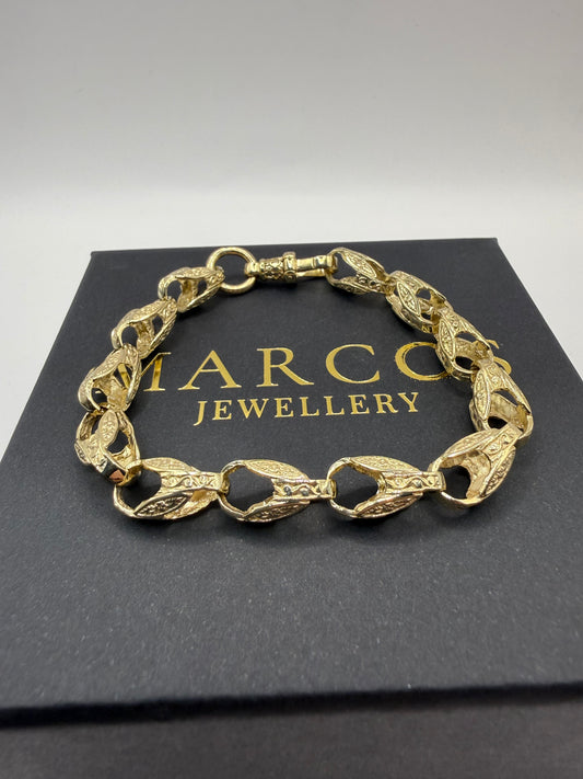 9ct Gold Tulip Bracelet 8.25" 8mm 20.4g