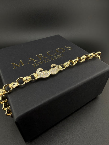 9ct Gold Children's Boxing Glove Belcher Bracelet 6.9" 7mm 11.37g