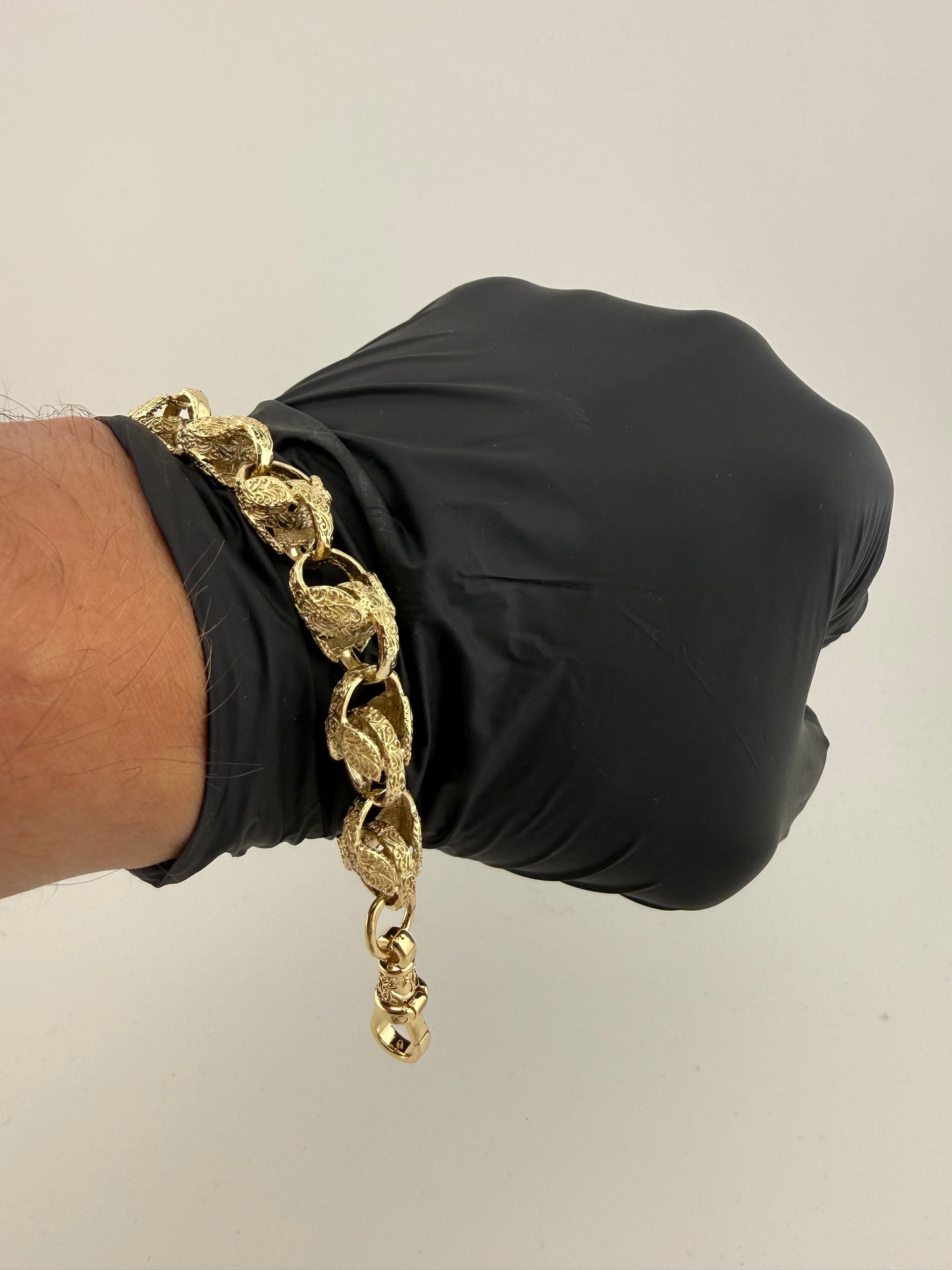 9ct Gold Tulip Bracelet 8.5" 11mm 27.84g