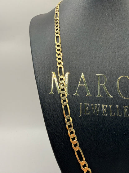 9ct Gold Figaro Chain 22” 6mm 19.5g