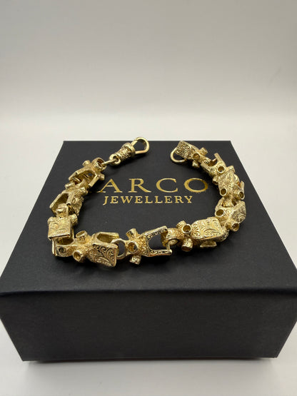 9ct Gold Lego Bracelet 8.8" 12mm 44.14g