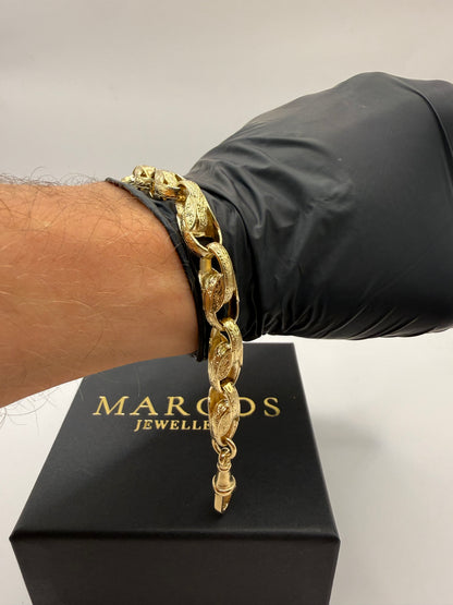 9ct Gold Tulip Bracelet 8.75" 9mm 26.6g