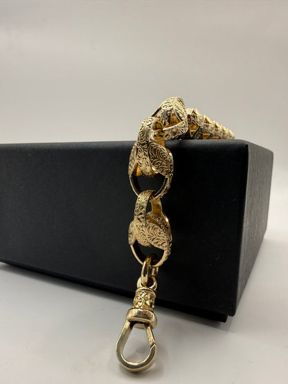 9ct Gold Tulip Bracelet 8.7" 11mm 37.9g