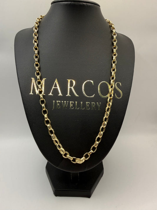 9ct Gold Oval Belcher Chain 22.25" 6mm 30.39g