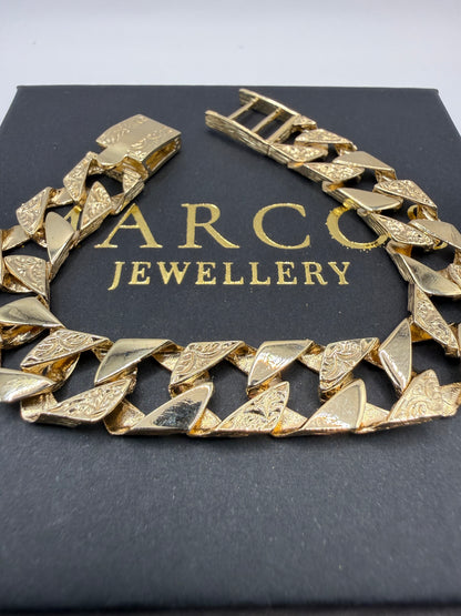 9ct Gold Chaps Bracelet 7.75" 12mm 26.93g (made to order)