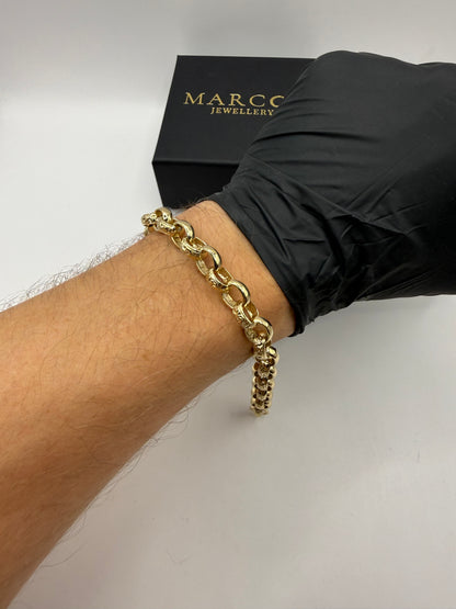 9ct Gold Belcher Bracelet 9.6" 10-11mm 29.1g