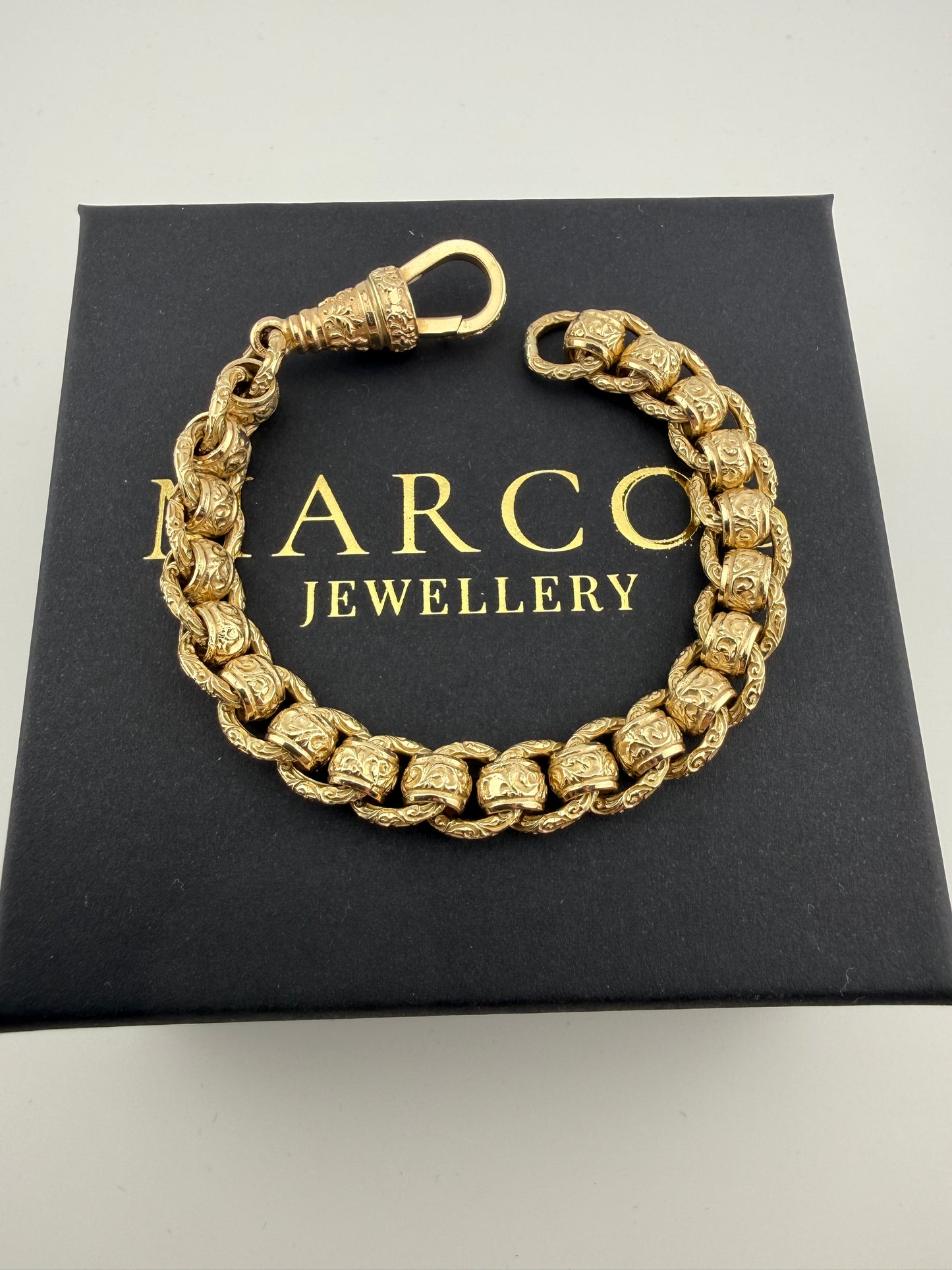 9ct Gold Roller Ball Bracelet 7.65" 10mm 41.2g