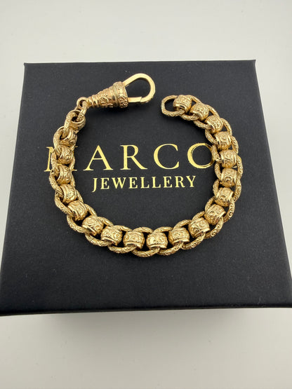 9ct Gold Roller Ball Bracelet 7.65" 10mm 41.2g