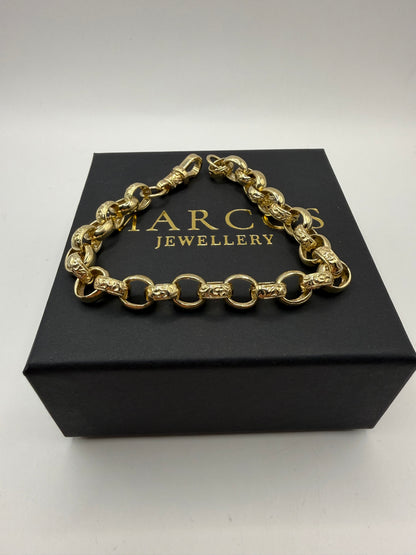9ct Gold Belcher Bracelet 9.6" 10-11mm 29.1g