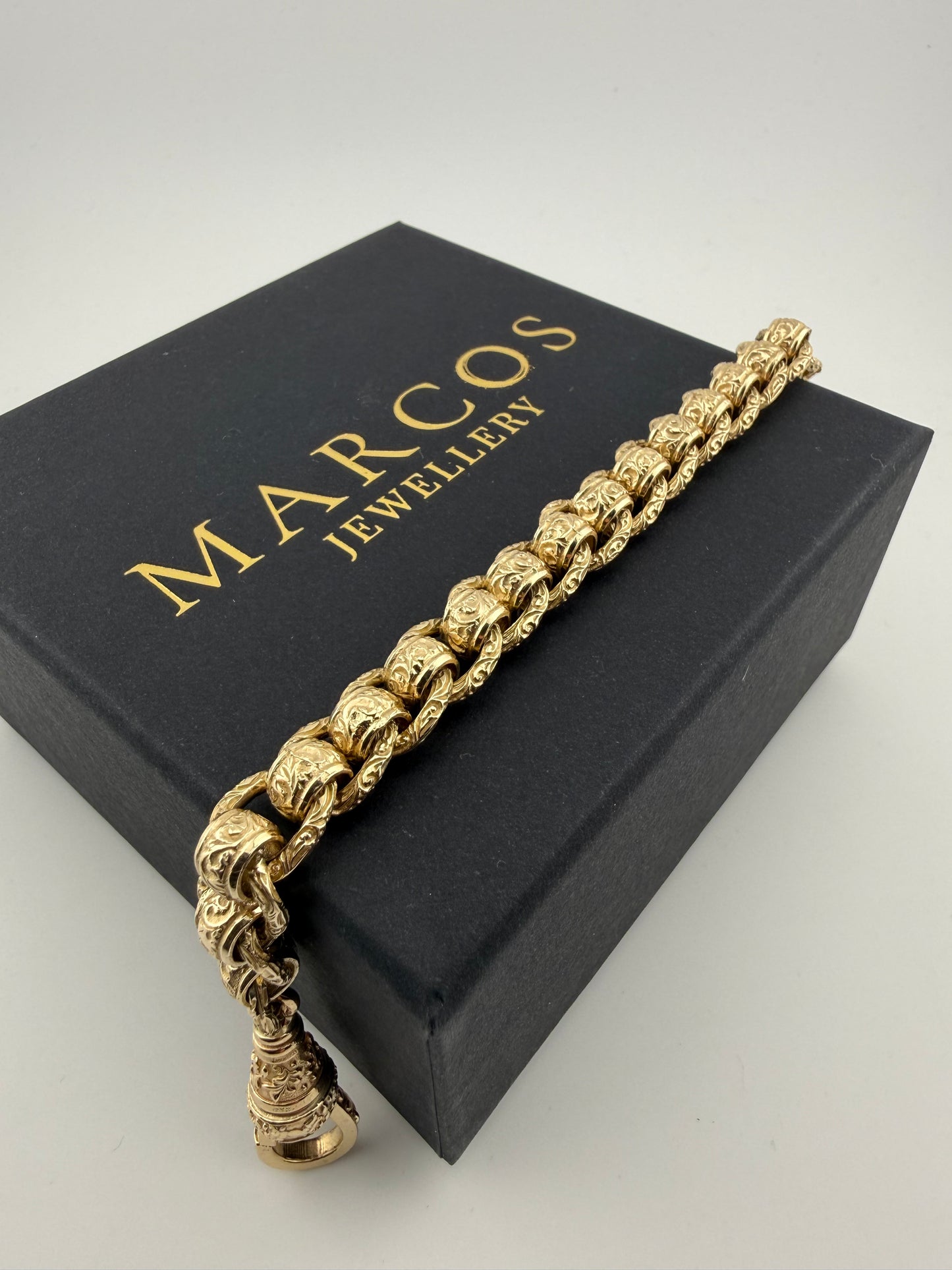 9ct Gold Roller Ball Bracelet 7.65" 10mm 41.2g