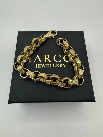 9ct Gold Belcher Bracelet 9.75” 12mm 55g