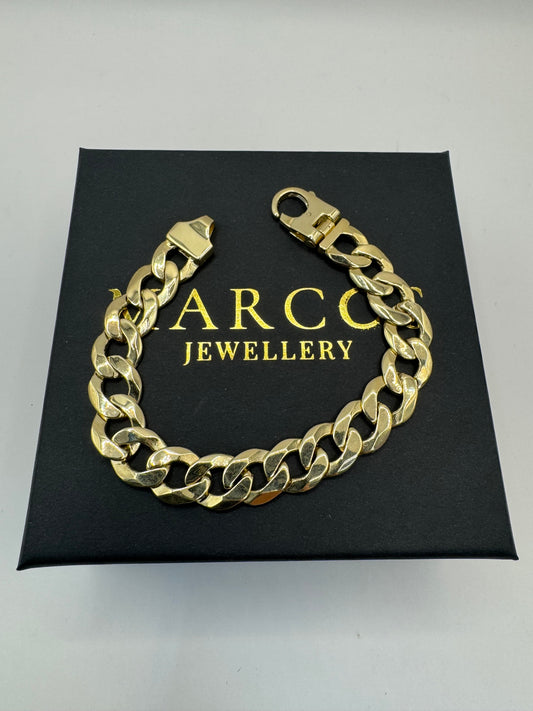 9ct Solid Gold Curb Bracelet 7.65” 11mm 29.4g
