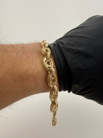 9ct Gold Spinning Heart Bracelet 8.5" 10mm 20g