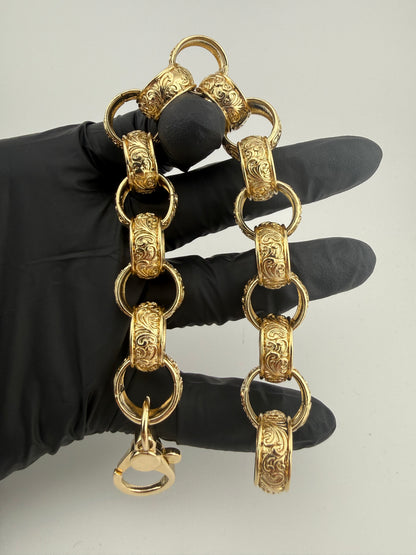 9ct Gold Belcher Bracelet 10.25" 18.5mm 86.39g