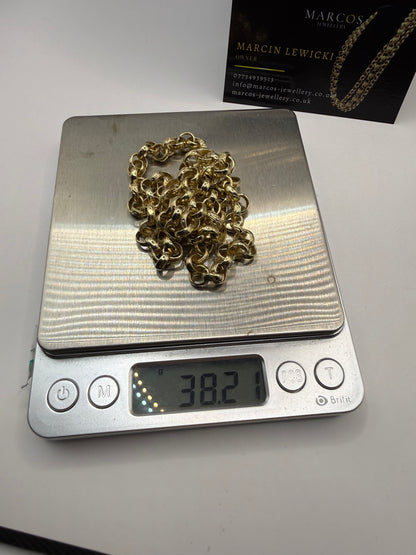 9ct Gold Belcher Chain 22.5" 7mm 38.2g