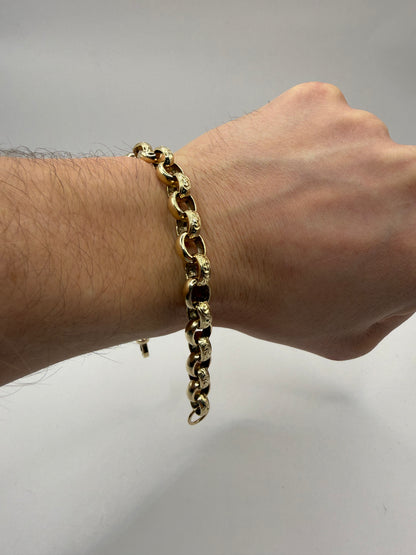 9ct Gold Belcher Bracelet 9.6" 10-11mm 29.1g