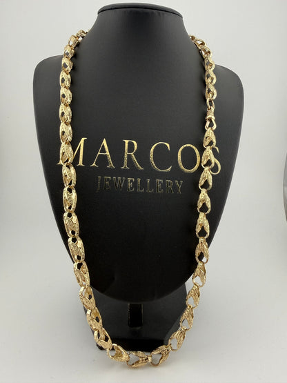 9ct Gold Tulip Chain 26.5” 8mm 65.4g
