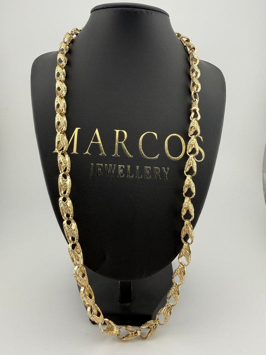 9ct Gold Tulip Chain 26.5” 8mm 65.4g