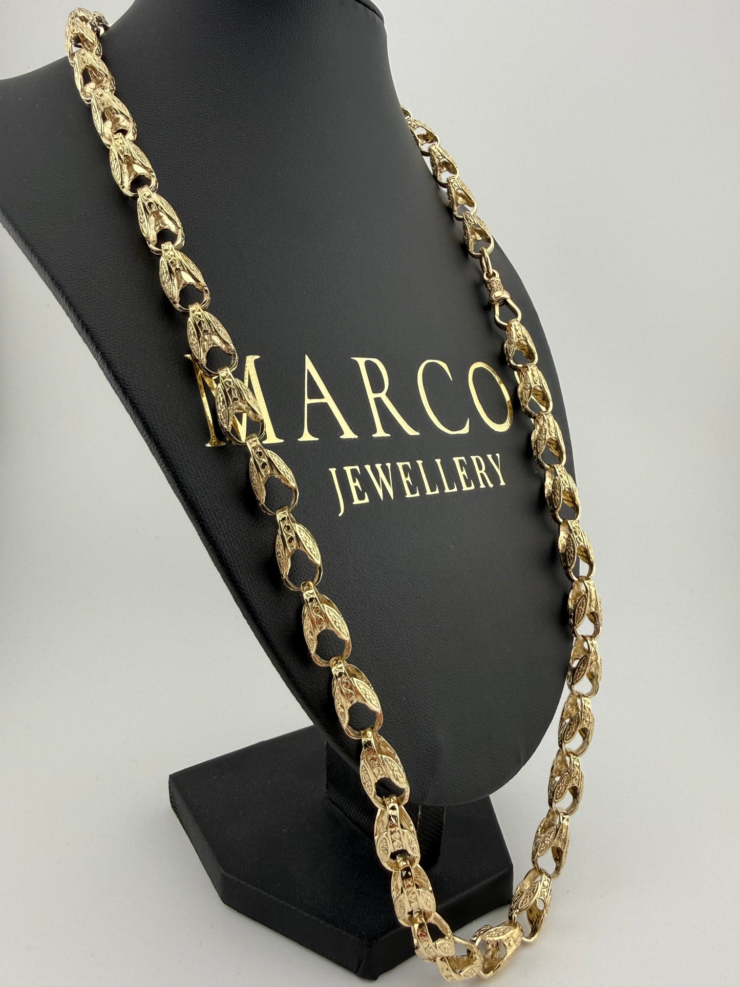 9ct Gold Tulip Chain 26.5” 8mm 65.4g