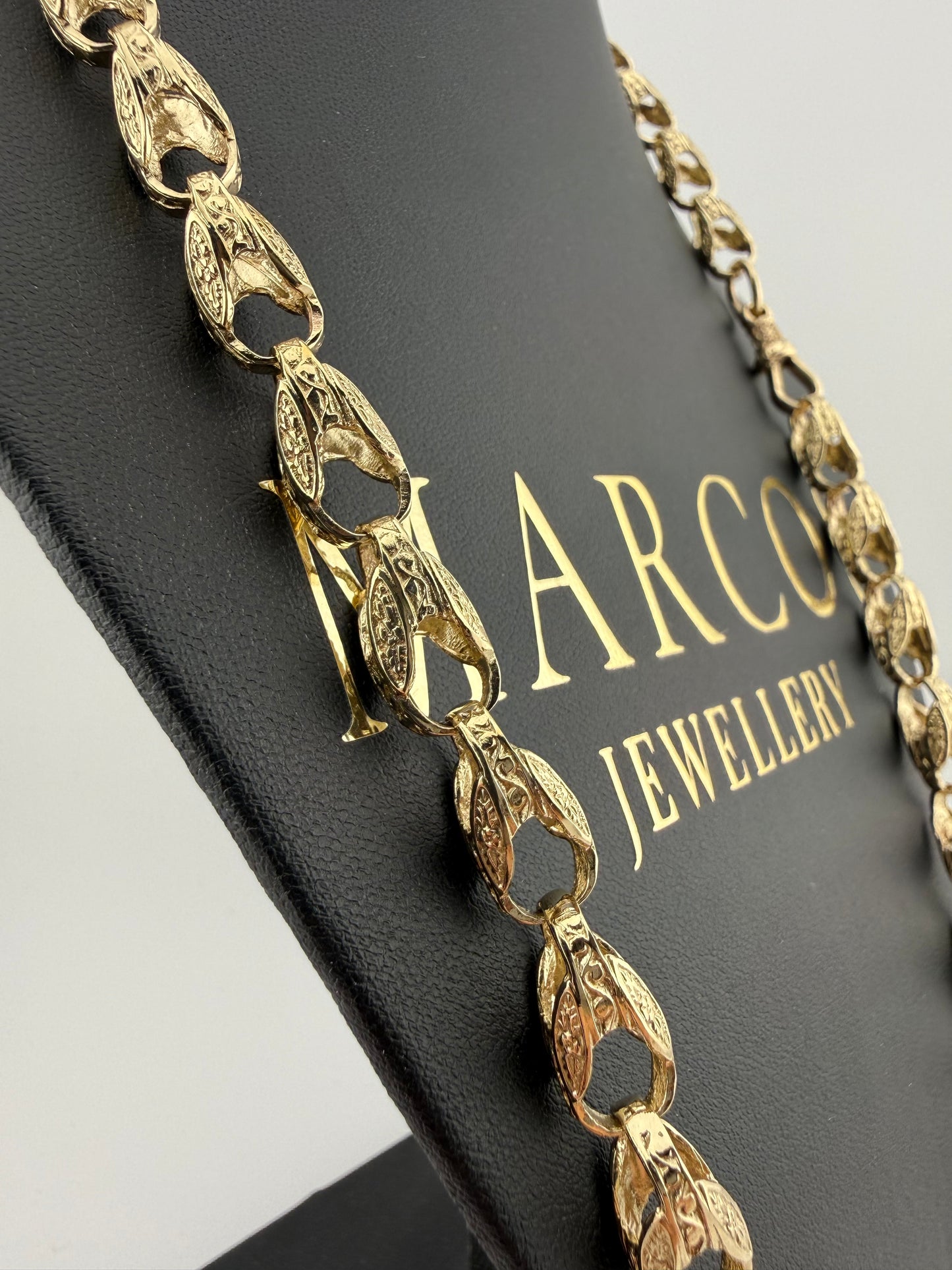 9ct Gold Tulip Chain 26.5” 8mm 65.4g