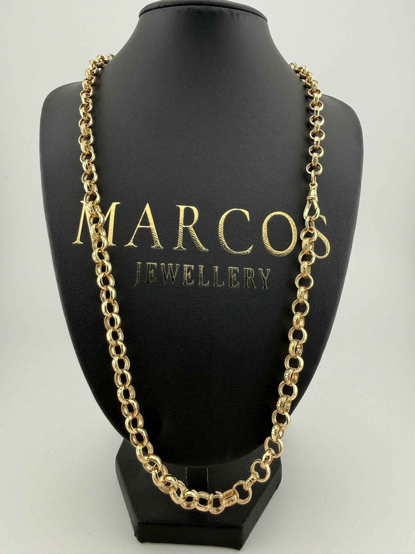 9ct Gold Belcher Chain 24.5” 7.5mm 41.9g