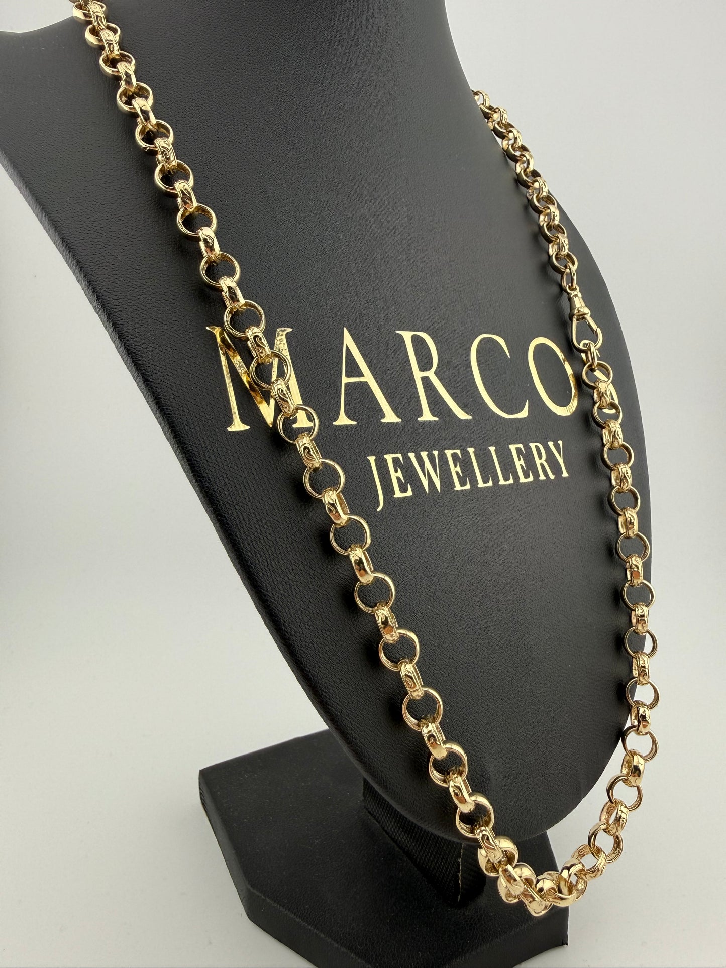 9ct Gold Belcher Chain 24.5” 7.5mm 41.9g