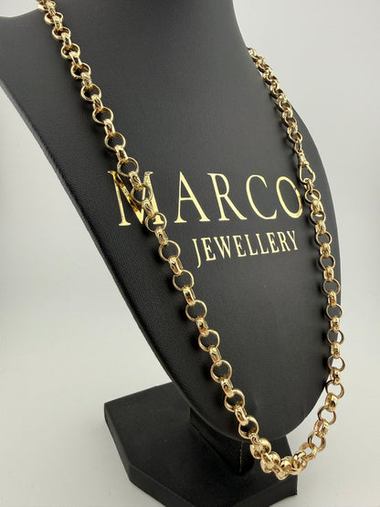 9ct Gold Belcher Chain 24.5” 7.5mm 41.9g