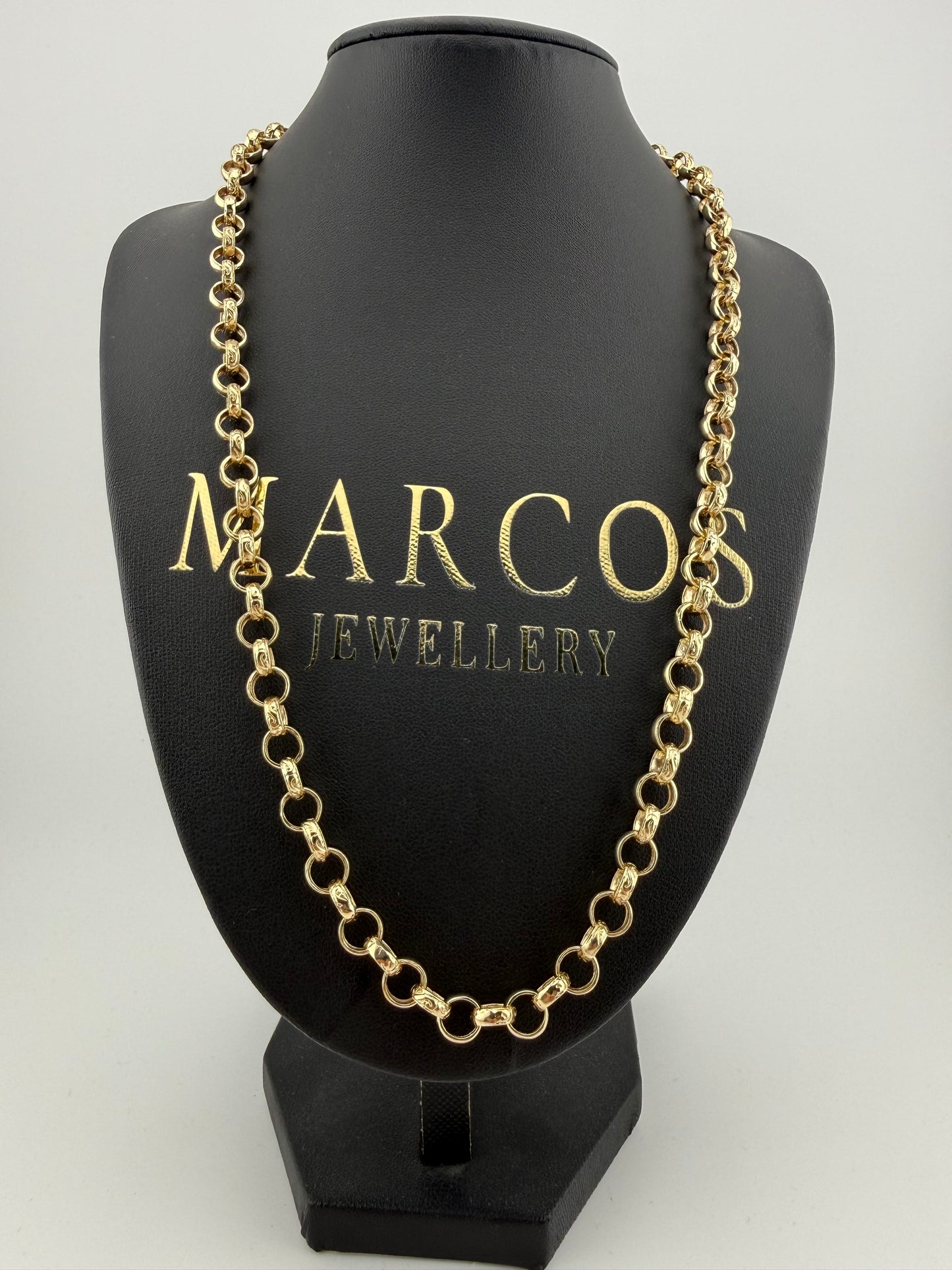 9ct Gold Belcher Chain 22.5” 7.5mm 37.8g