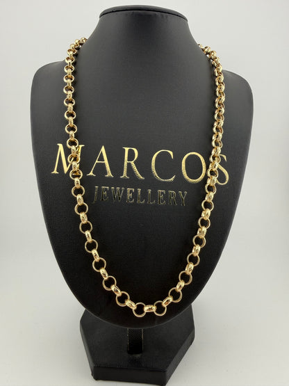 9ct Gold Belcher Chain 22.5” 7.5mm 37.8g