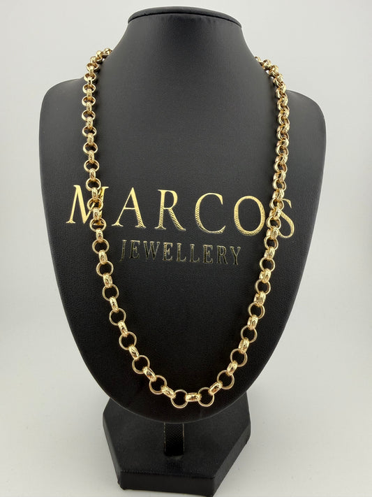 9ct Gold Belcher Chain 22.5” 7.5mm 37.8g