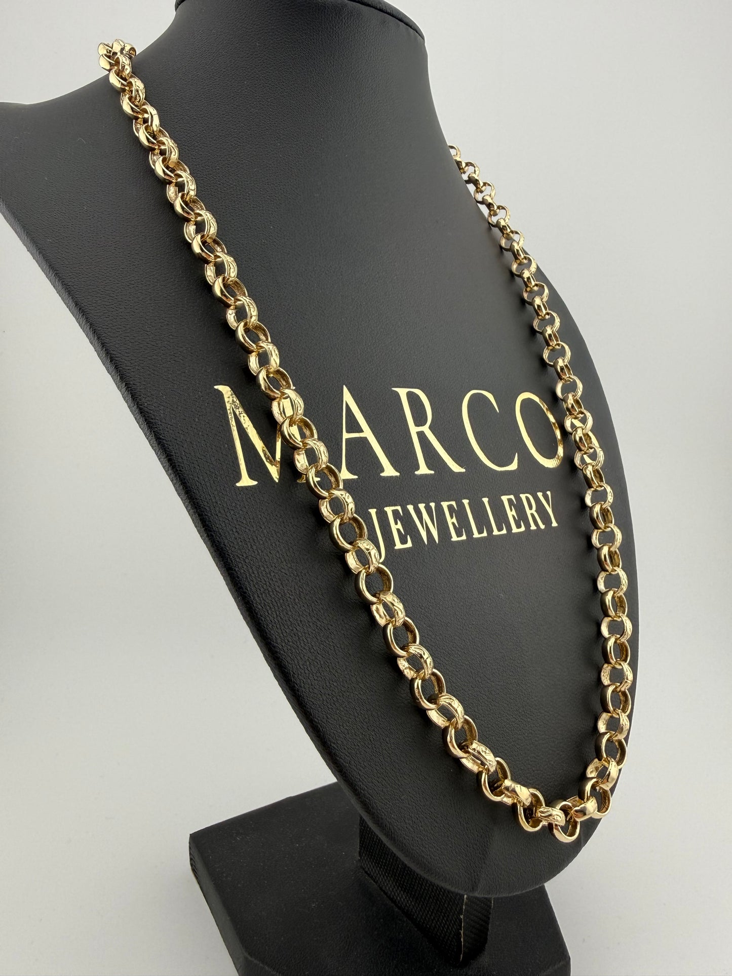 9ct Gold Belcher Chain 22.5” 7.5mm 37.8g
