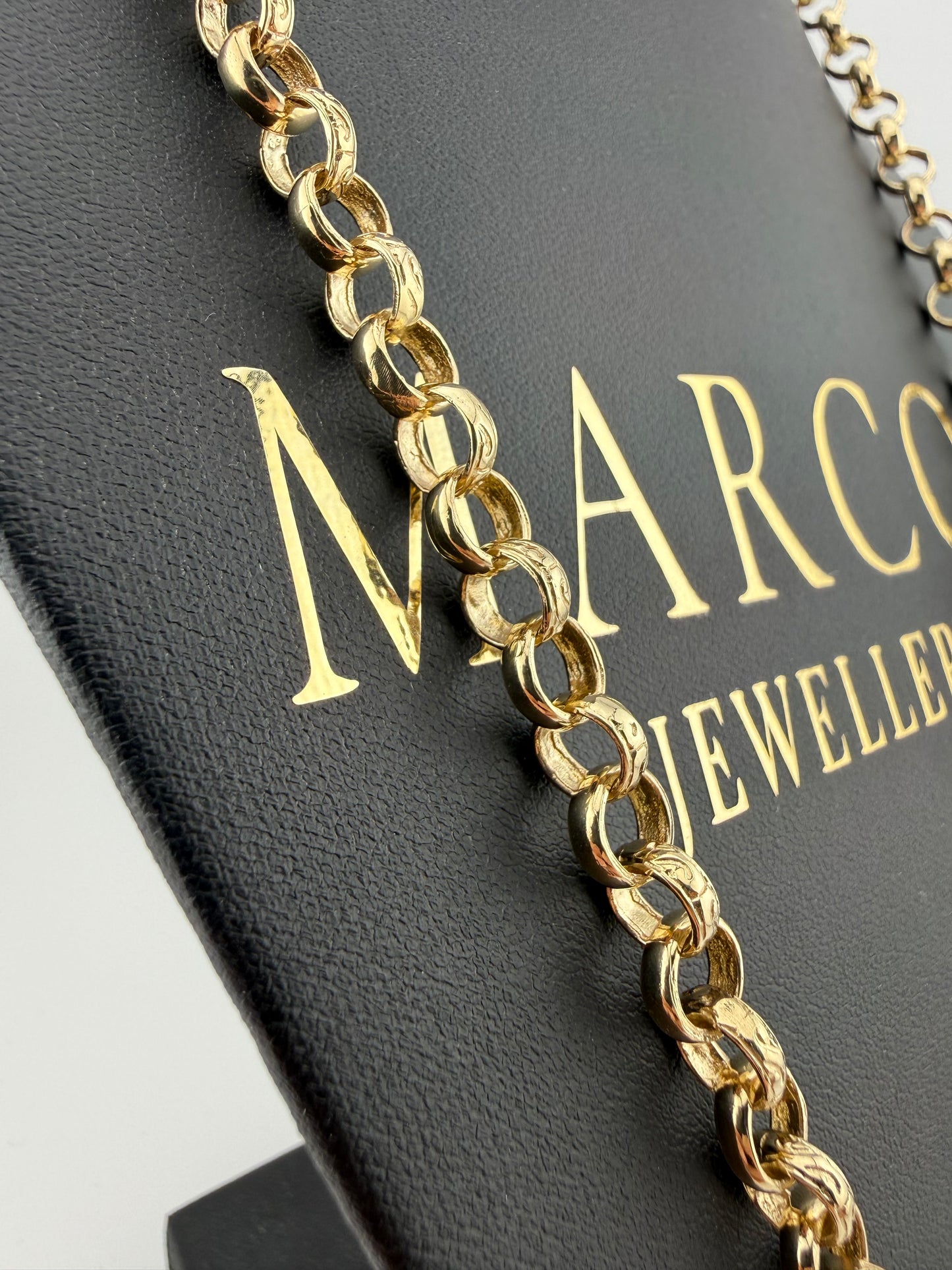 9ct Gold Belcher Chain 22.5” 7.5mm 37.8g