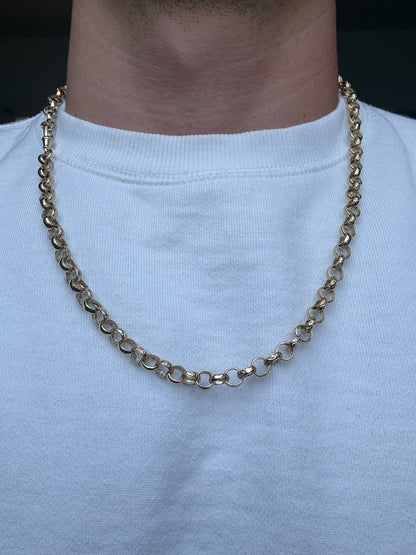 9ct Gold Belcher Chain 24.5” 7.5mm 41.9g