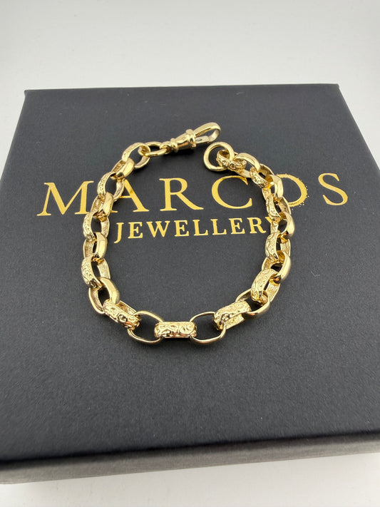 9ct Gold Oval Belcher Bracelet 6.4" 6mm 8.59g