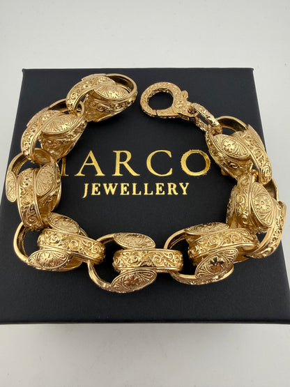 9ct Gold Tulip Bracelet 9.5" 17.5mm 74.6g
