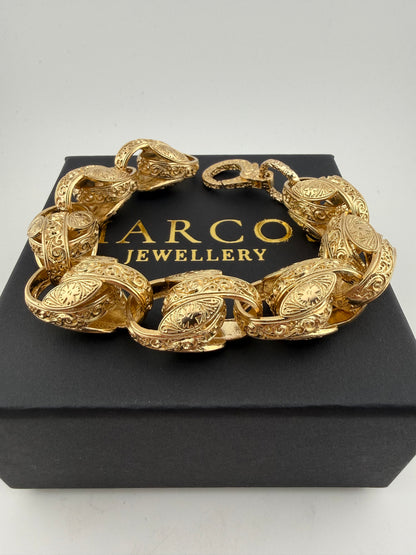 9ct Gold Tulip Bracelet 9.5" 17.5mm 74.6g