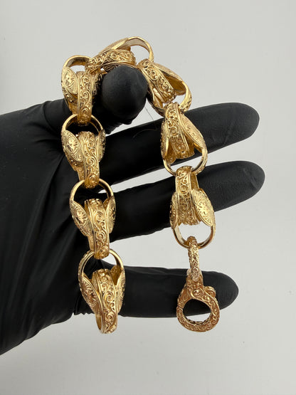 9ct Gold Tulip Bracelet 9.5" 17.5mm 74.6g