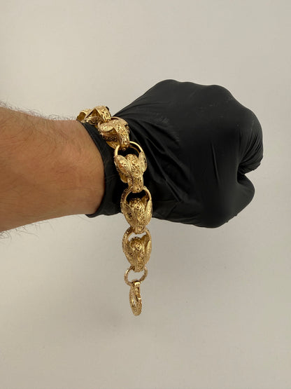 9ct Gold Tulip Bracelet 9.5" 17.5mm 74.6g