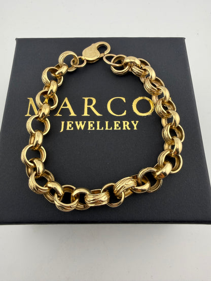 9ct Gold Belcher Bracelet 9.8" 11mm 24.53g