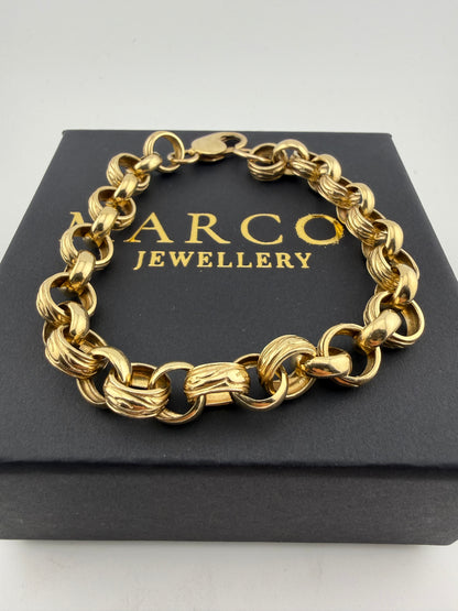 9ct Gold Belcher Bracelet 9.8" 11mm 24.53g